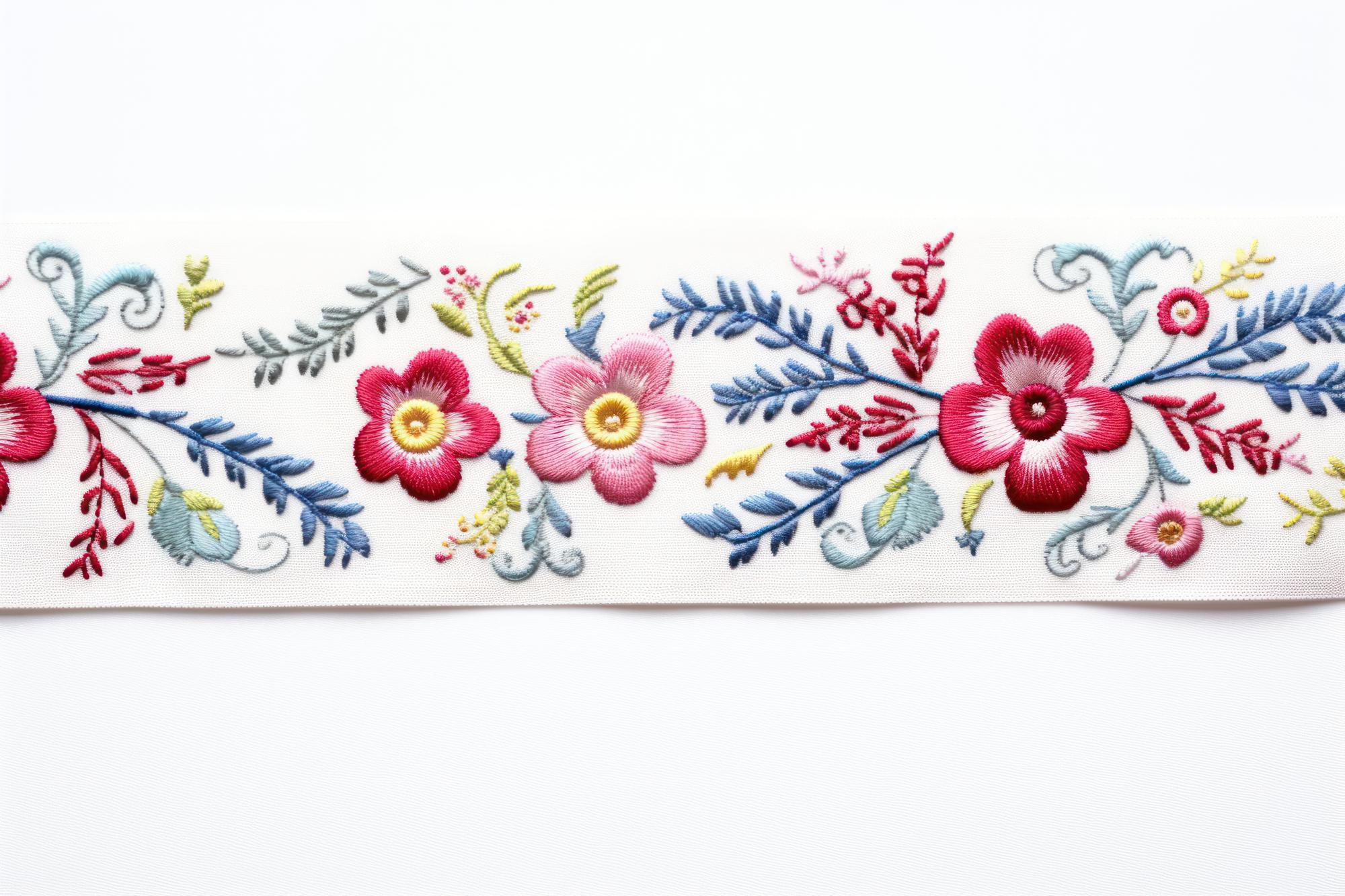 Small floral ribbon embroidery detail